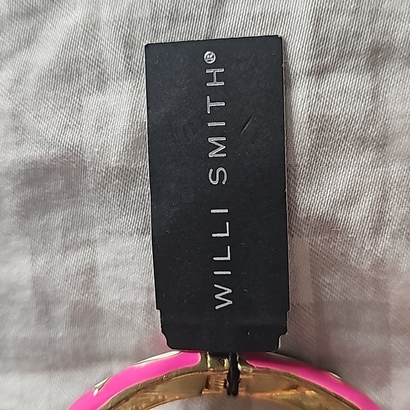 Willi Smith NWT Clamp Pink Floral Enamel and Rhinestones Bracelet - Picture 3 of 6